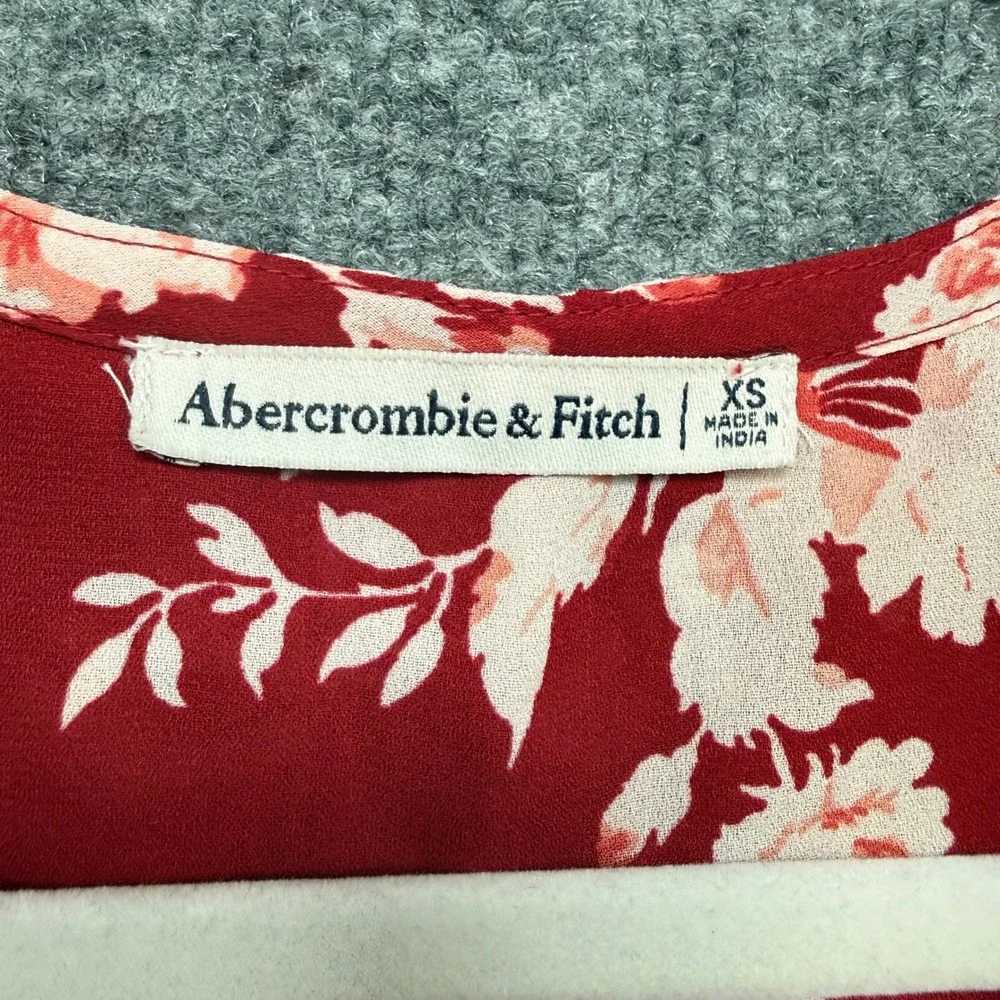 Abercrombie &‎ Fitch 2 Piece Set Women XSP Red Floral Midi Skirt Crop Top Boho
